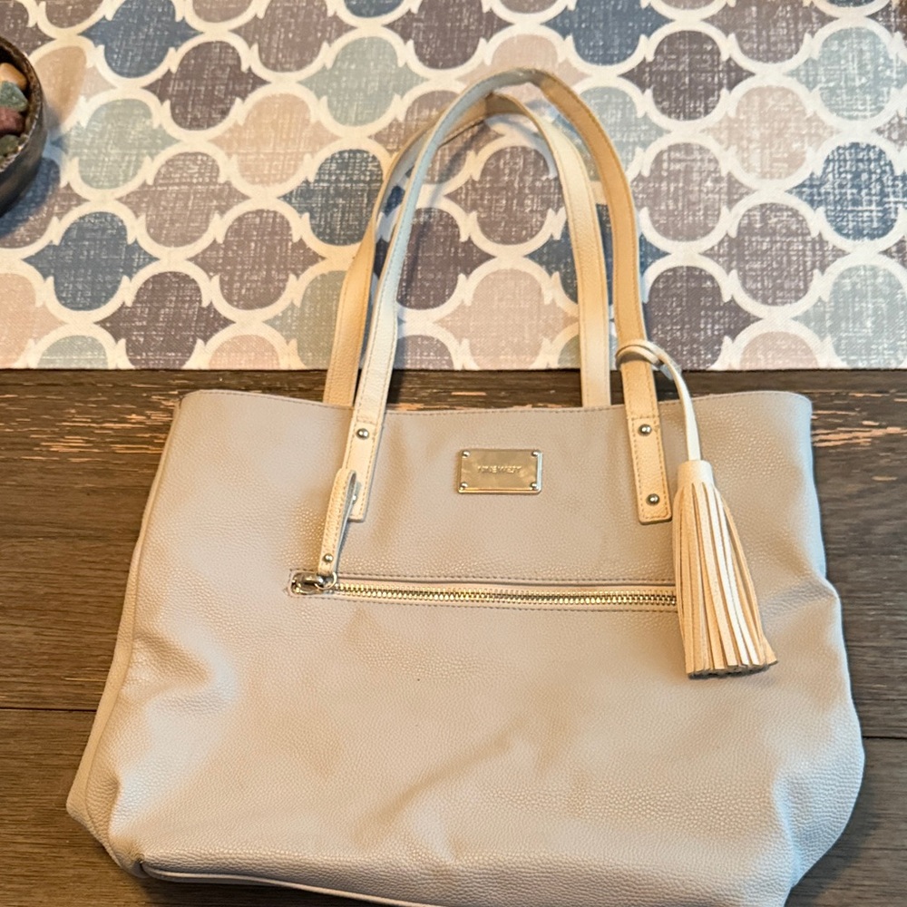 Nine West Cream Tote Bag with Tassel
